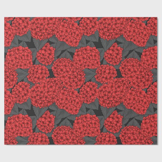 Rode hydrangea cadeaupapier (Vlak)