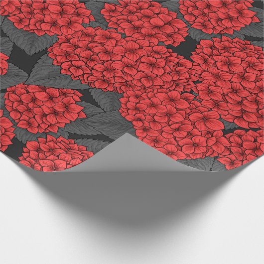 Rode hydrangea cadeaupapier (Hoek)