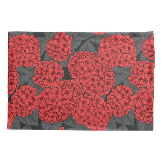 Rode hydrangea kussensloop (Achterkant-Links)