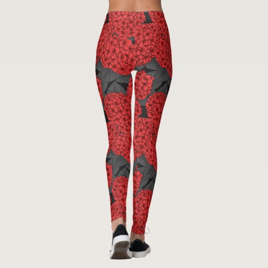 Rode hydrangea leggings (Achterkant)