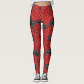 Rode hydrangea leggings (Voorkant)