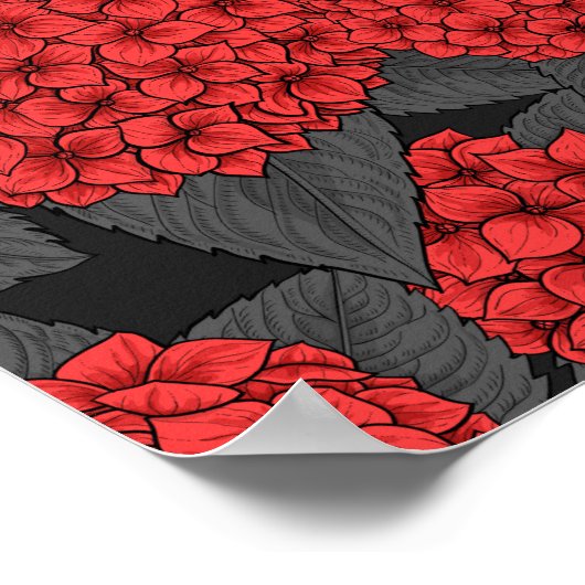 Rode hydrangea poster (Hoek)