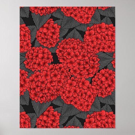 Rode hydrangea poster (Voorkant)