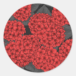 Rode hydrangea ronde sticker