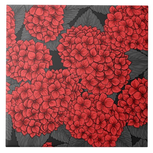 Rode hydrangea tegeltje (Voorkant)