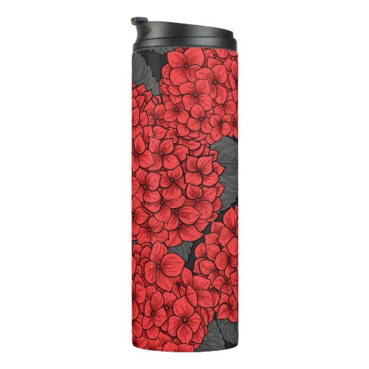 Rode hydrangea thermosbeker (Geroteerd rechts)