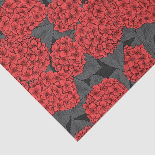 Rode hydrangea tissuepapier (Detail)