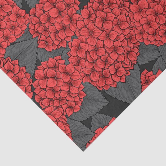 Rode hydrangea tissuepapier (Detail)