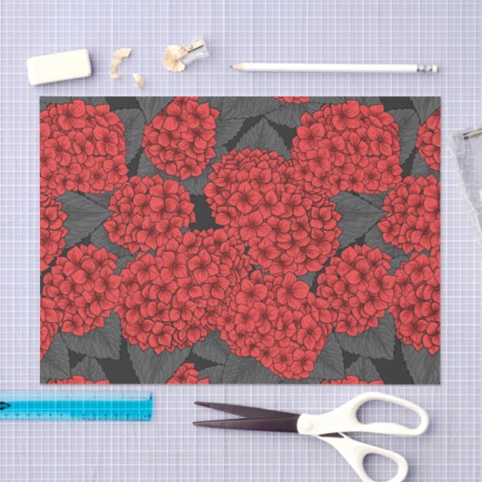 Rode hydrangea tissuepapier (Craft)