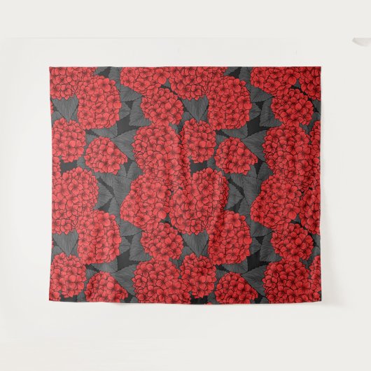 Rode hydrangea wandkleed (Voorkant (horizontaal))