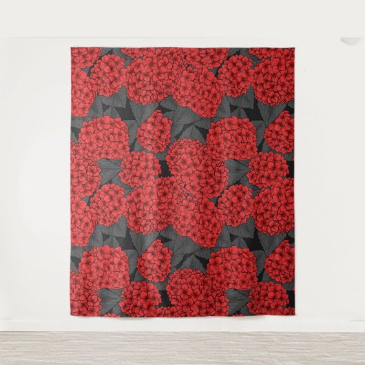 Rode hydrangea wandkleed (Voorkant)