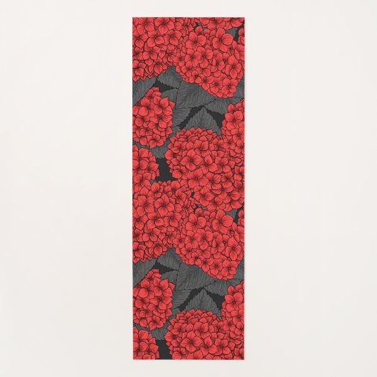 Rode hydrangea yogamat (Voorkant)
