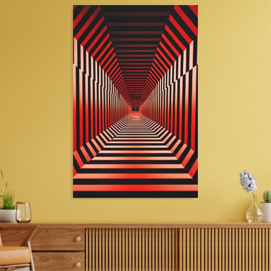 Rode hypnotische illusies canvas afdruk (Insitu (Woonkamer))