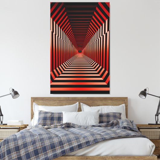 Rode hypnotische illusies canvas afdruk (Insitu (Slaapkamer))