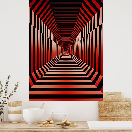 Rode hypnotische illusies poster (Keuken)