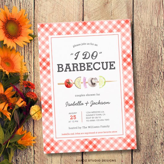 Rode I DO BBQ Barbecue Trouw Bruiloft Uitnodiging