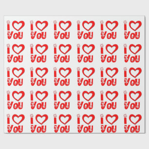Rode "I Love You" Cadeaupapier