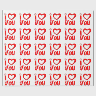 Rode "I Love You" Cadeaupapier