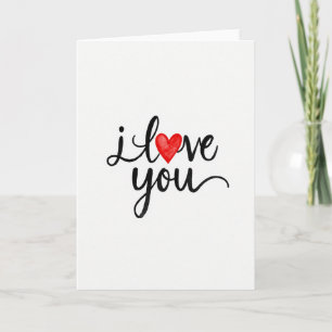 Rode I Love You Hart Script Kaart