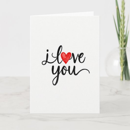 Rode I Love You Hart Script Kaart (Voorkant)