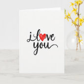 Rode I Love You Hart Script Kaart (Gele Bloem)
