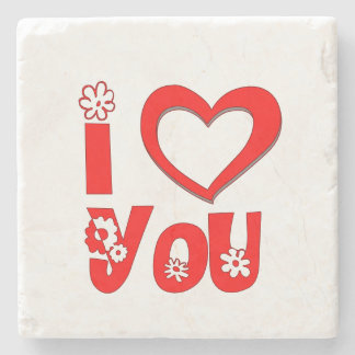 Rode I Love You Minimalistische Hart Vierkante Ond Stenen Onderzetter