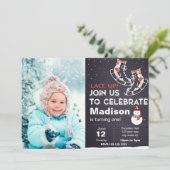 Rode Ice-Schaatsen op zaterdag Uitnodiging met fot (Staand voorkant)