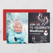 Rode Ice-Schaatsen op zaterdag Uitnodiging met fot (Voorkant / Achterkant)