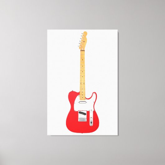 RODE ICONISCHE ELEKTRISCHE GITAAR 32x48 Canvas Afdruk (Voorkant)