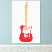 RODE ICONISCHE ELEKTRISCHE GITAAR 32x48 Canvas Afdruk (Insitu (Houten vloer))