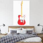 RODE ICONISCHE ELEKTRISCHE GITAAR 40x60 Canvas Afdruk (Insitu (Slaapkamer))