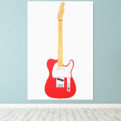 RODE ICONISCHE ELEKTRISCHE GITAAR 40x60 Canvas Afdruk (Insitu (Houten vloer))