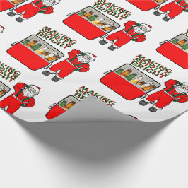 Rode ijsborst met bier en kerstman cadeaupapier