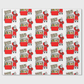 Rode ijsborst met bier en kerstman cadeaupapier (Vlak)