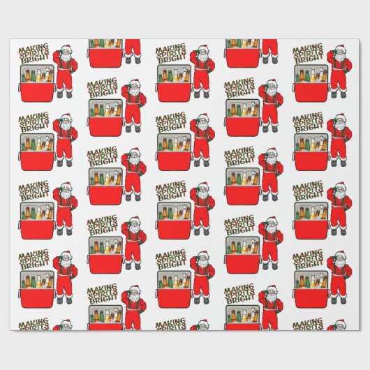 Rode ijsborst met bier en kerstman cadeaupapier (Vlak)