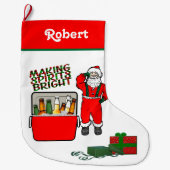 Rode ijsborst met bier en kerstman grote kerstsok (Voorkant)