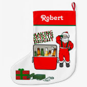 Rode ijsborst met bier en kerstman grote kerstsok (Achterkant)