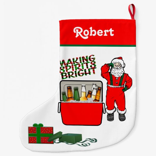Rode ijsborst met bier en kerstman grote kerstsok (Achterkant)