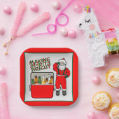 Rode ijsborst met bier en kerstman papieren bordje (Feest)