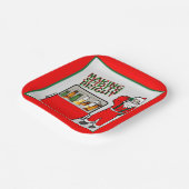 Rode ijsborst met bier en kerstman papieren bordje (Gebogen)