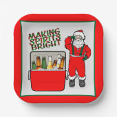 Rode ijsborst met bier en kerstman papieren bordje (Voorkant)