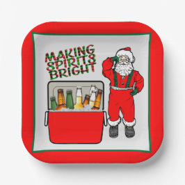 Rode ijsborst met bier en kerstman papieren bordje