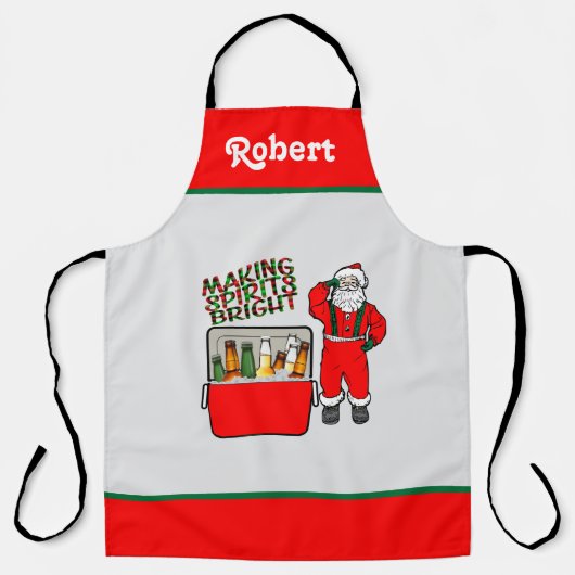 Rode ijsborst met bier en kerstman schort (Voorkant)