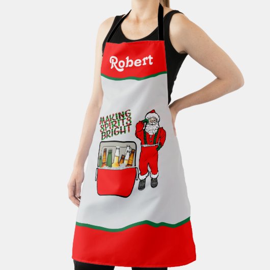 Rode ijsborst met bier en kerstman schort (Insitu)
