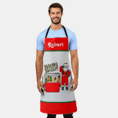 Rode ijsborst met bier en kerstman schort (Gedragen)