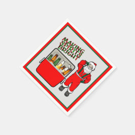 Rode ijsborst met bier en kerstman servet