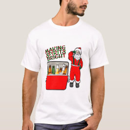 Rode ijsborst met bier en kerstman t-shirt