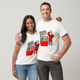 Rode ijsborst met bier en kerstman t-shirt