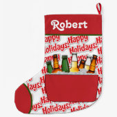 Rode ijsborst met bier Prettige feestdagen Grote Kerstsok (Achterkant)
