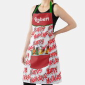 Rode ijsborst met bier Prettige feestdagen Schort (Insitu)
